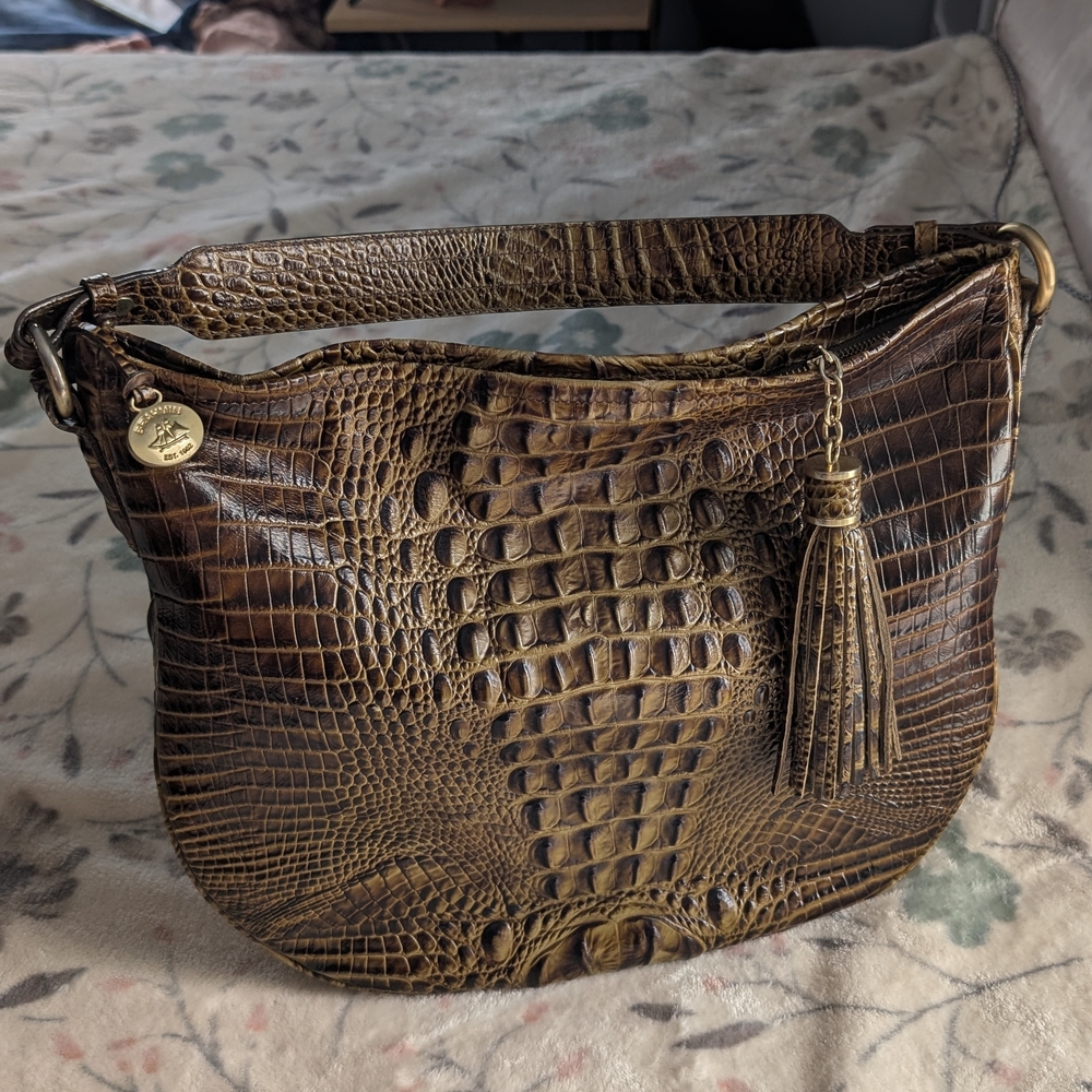 🐊 Brahmin Kathleen Crocodile Embossed Hobo Bag in Toasted or Stout Melbourne